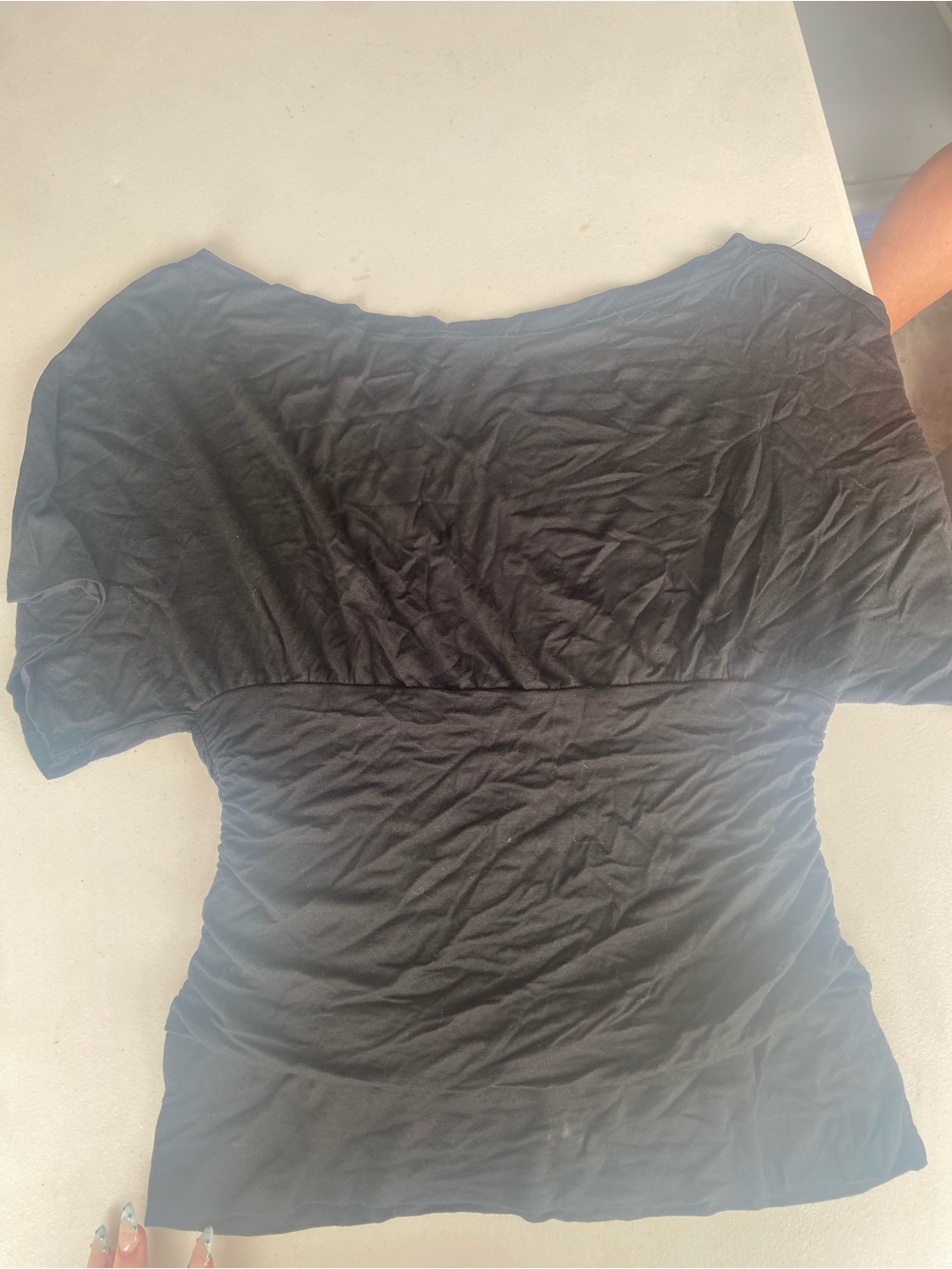 Cielo Black Short Sleeve Scoop Neck Top